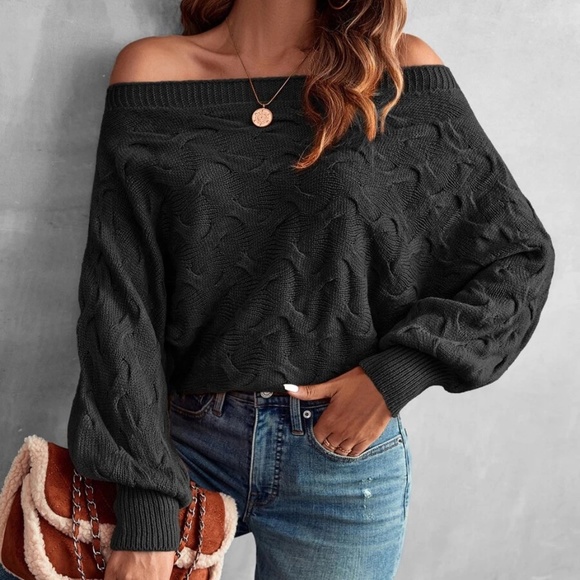 Cozy Off Shoulder Knit Sweater Top - Picture 2 of 16